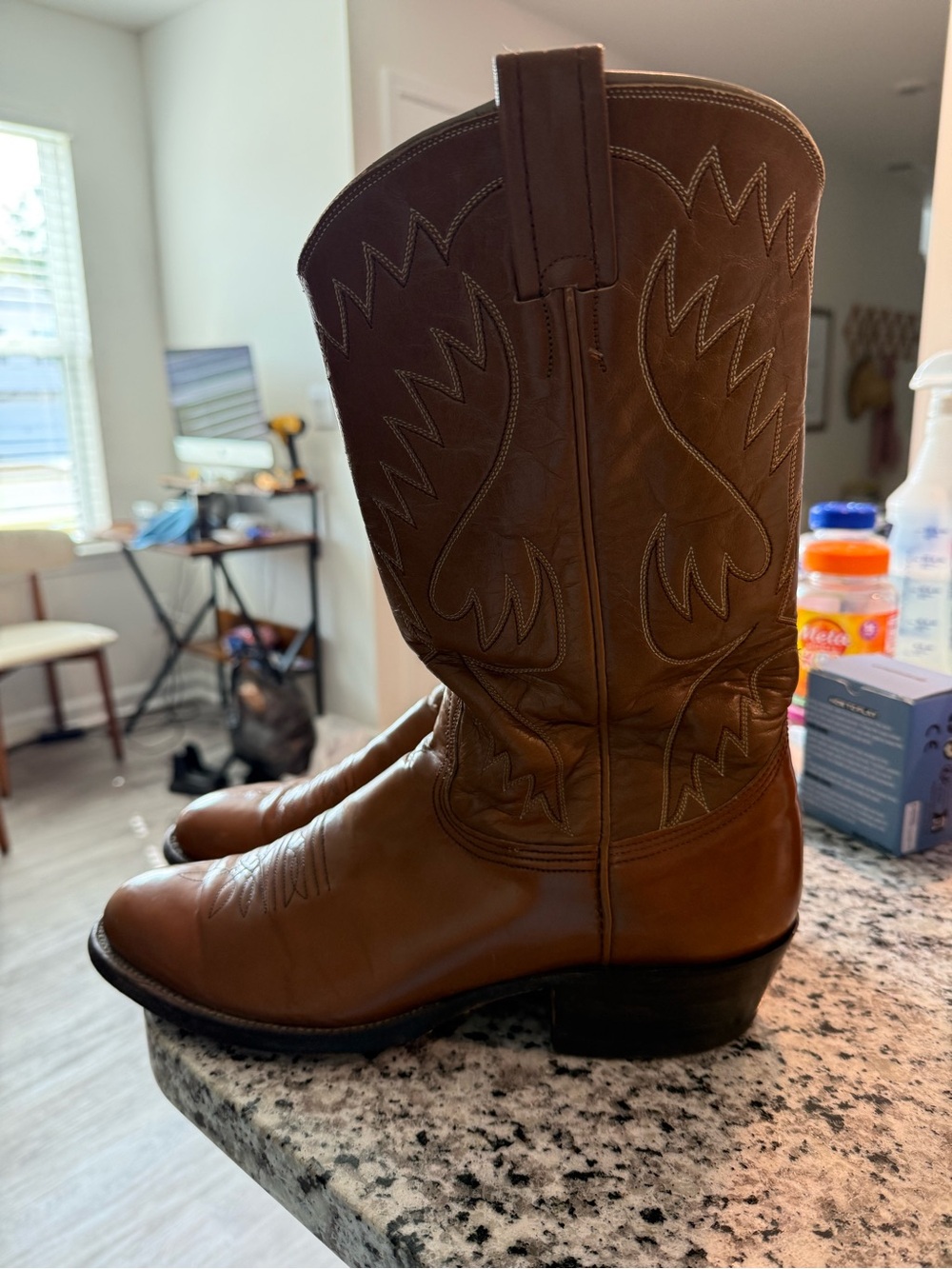 Vintage Nocona Brown Leather Western Cowboy Boots size 11A Mens